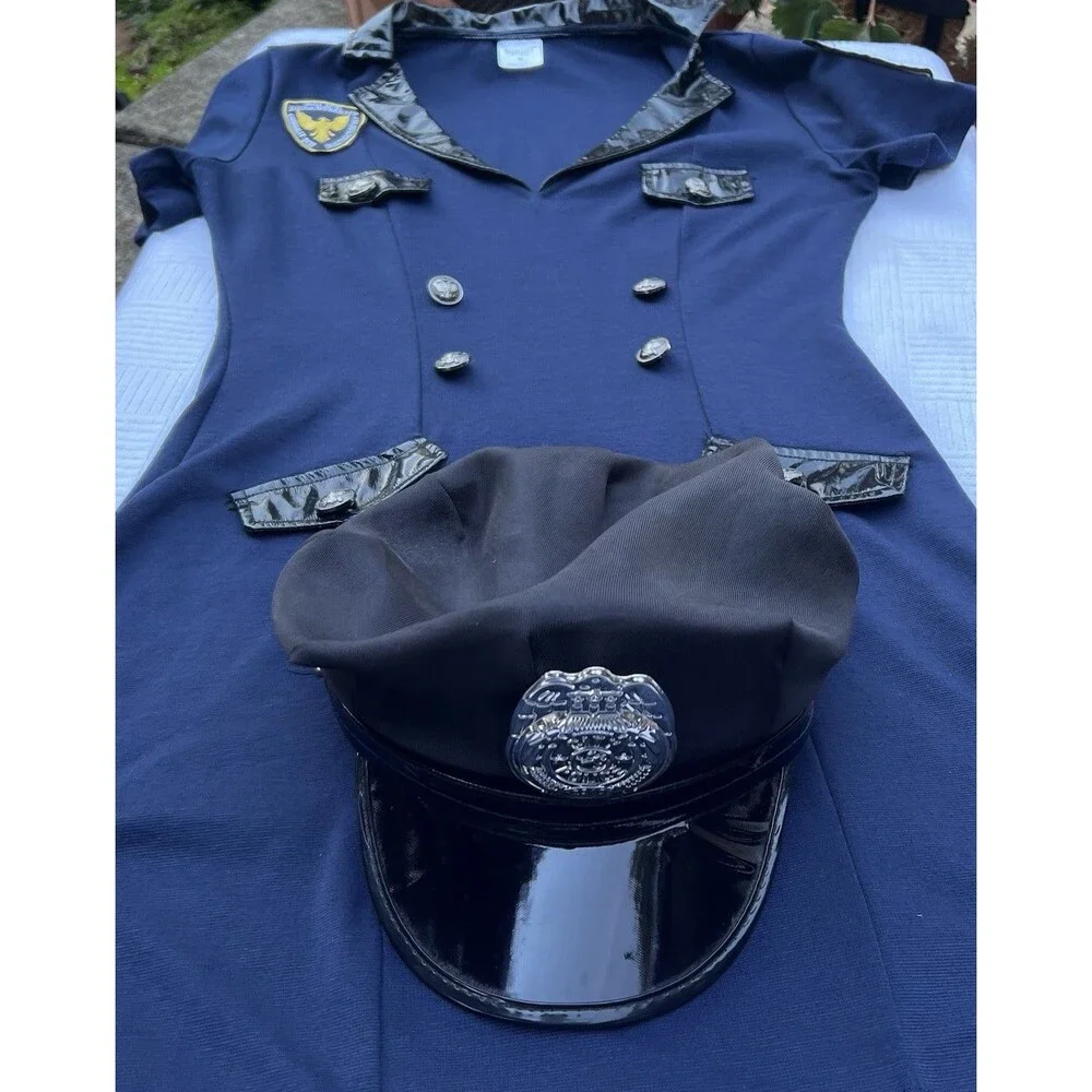 Spirit Halloween Sexy Police Officer Costume Dress & Hat Women’s M Blue 33” - Picture 7 of 9
